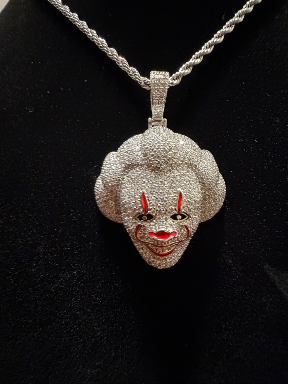 Silver and Red Clown(Penny wise) Pendant Necklace - Men Jewelry